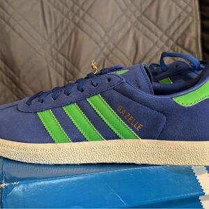 Adidas Gazelle Royal Blue with Lime Stripes